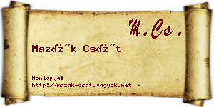 Mazák Csát névjegykártya